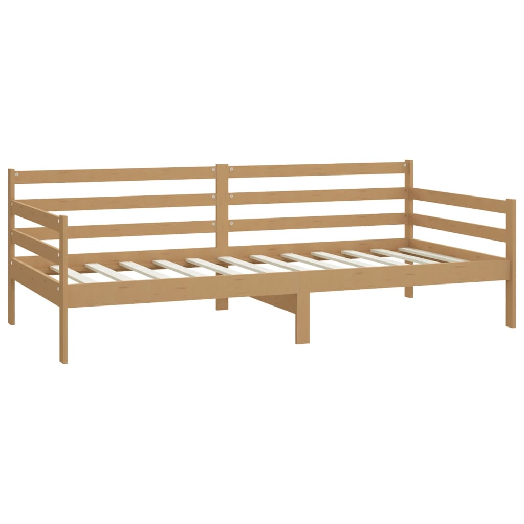 vidaXL Sofá-cama com colchão 90x200 cm pinho maciço castanho mel