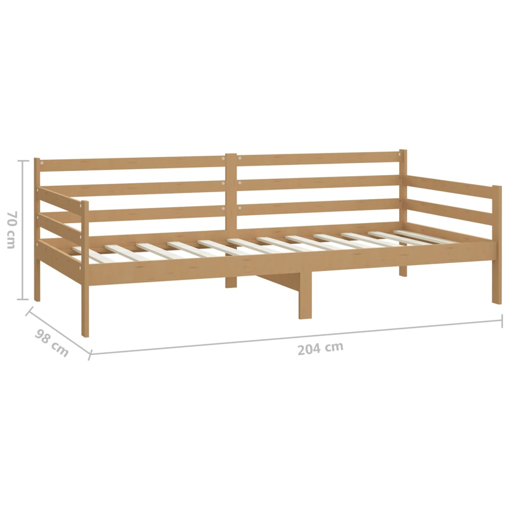 vidaXL Sofá-cama com colchão 90x200 cm pinho maciço castanho mel