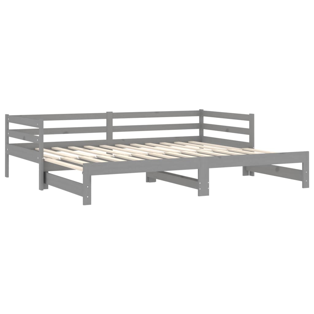 vidaXL Estrutura sofá-cama de puxar 2x(90x200) cm pinho maciço cinza