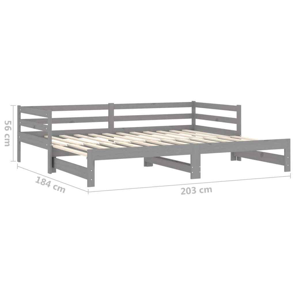 vidaXL Estrutura sofá-cama de puxar 2x(90x200) cm pinho maciço cinza