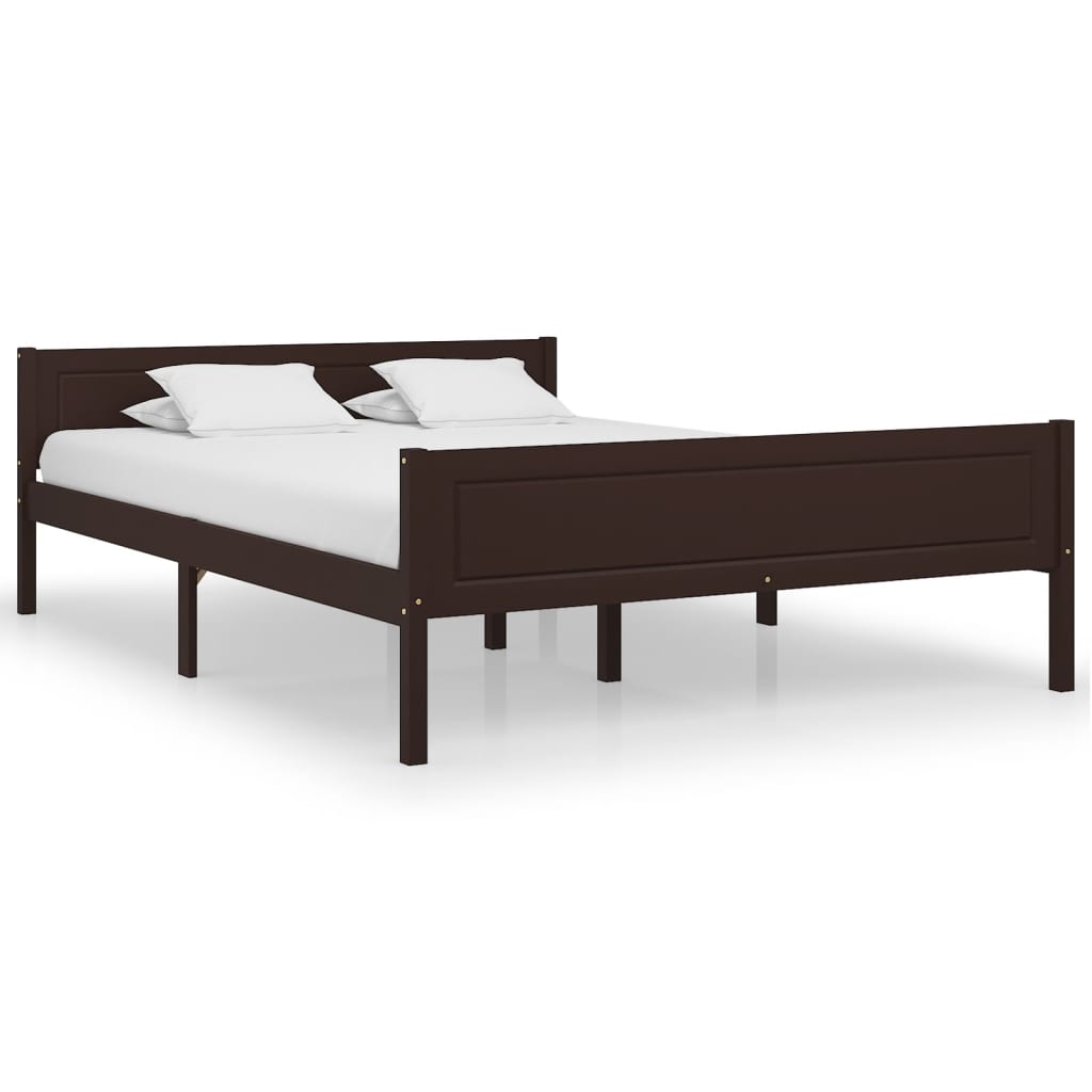 vidaXL Estrutura de cama 120x200 cm pinho maciço castanho-escuro