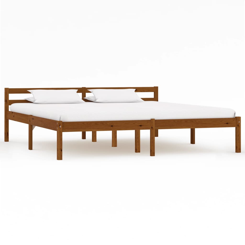 vidaXL Estrutura de cama 160x200 cm madeira pinho maciço castanho mel