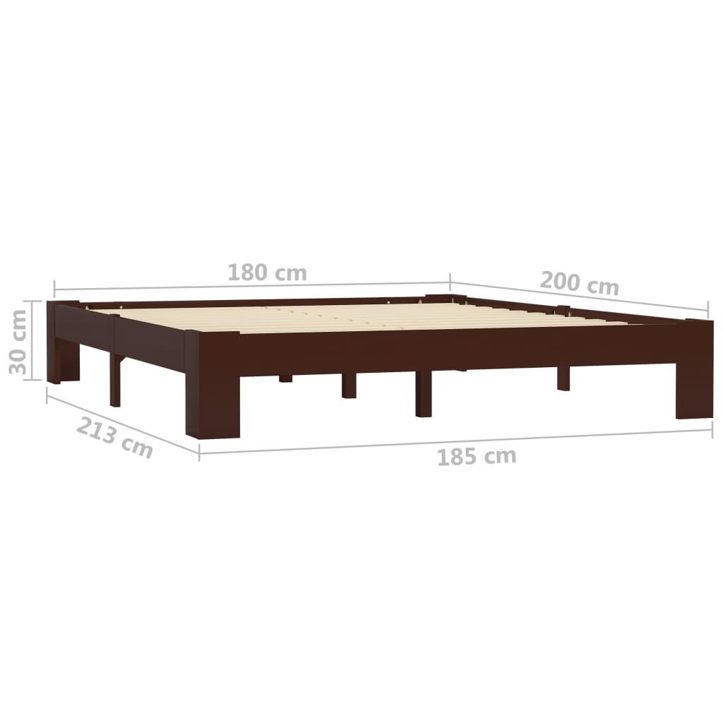 vidaXL Estrutura de cama 180x200 cm pinho maciço castanho-escuro