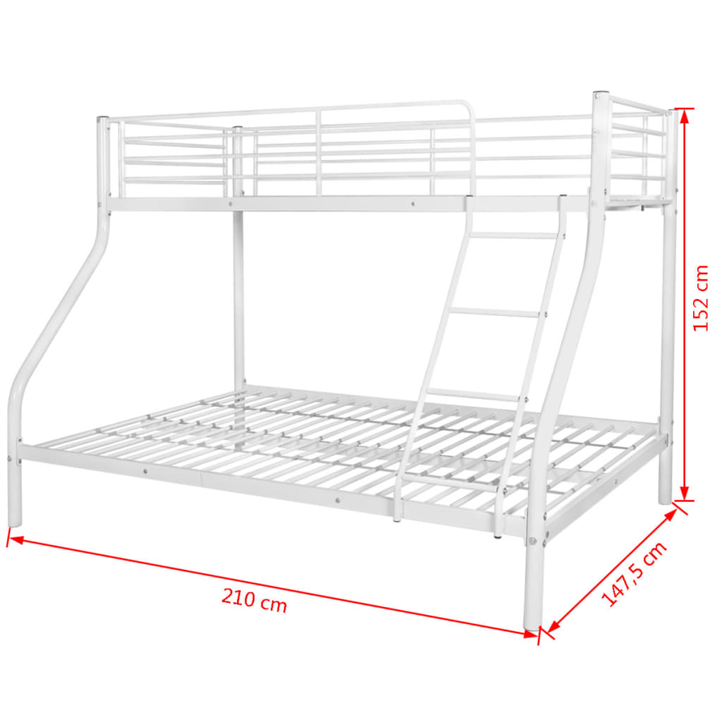 vidaXL Estrutura de beliche infantil 140x200/90x200 cm metal branco