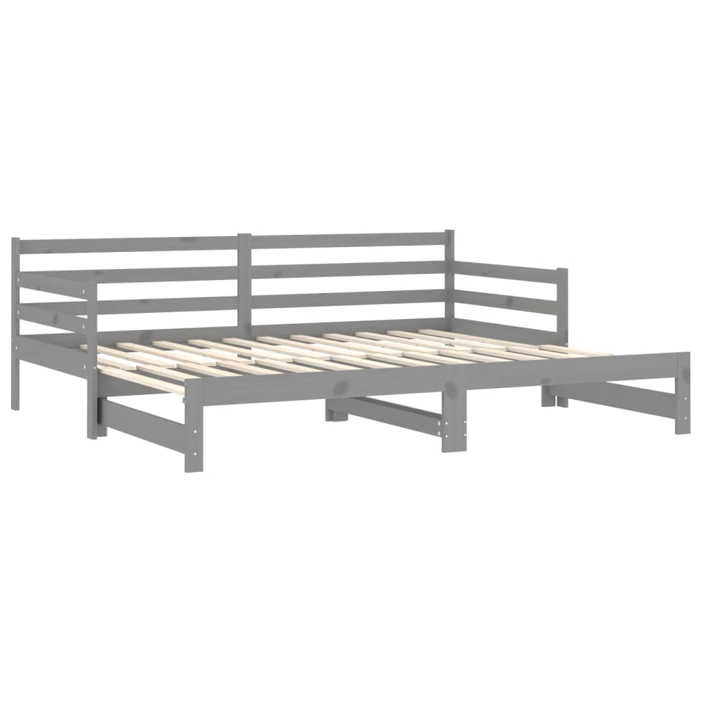 vidaXL Estrutura sofá-cama de puxar 2x(90x200) cm pinho maciço cinza