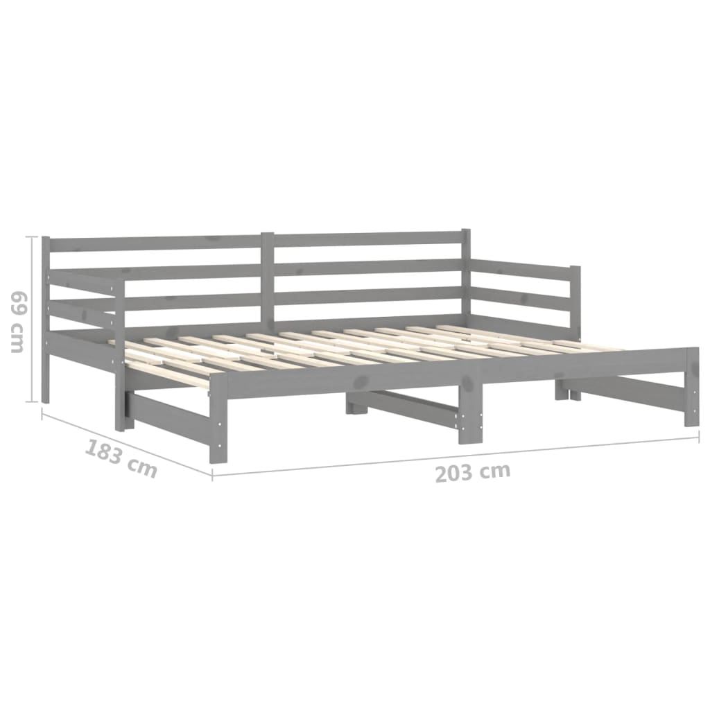 vidaXL Estrutura sofá-cama de puxar 2x(90x200) cm pinho maciço cinza