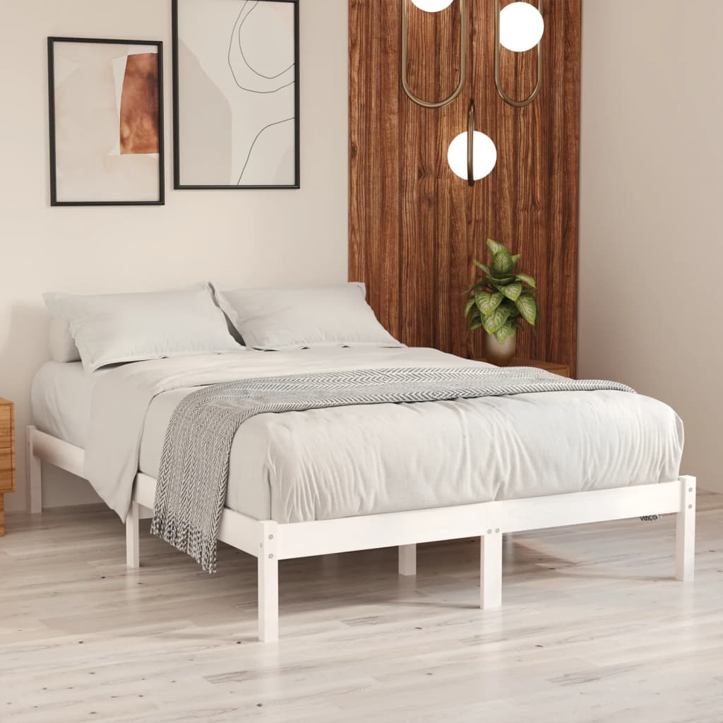 vidaXL Estrutura de cama 140x190 cm pinho maciço branco