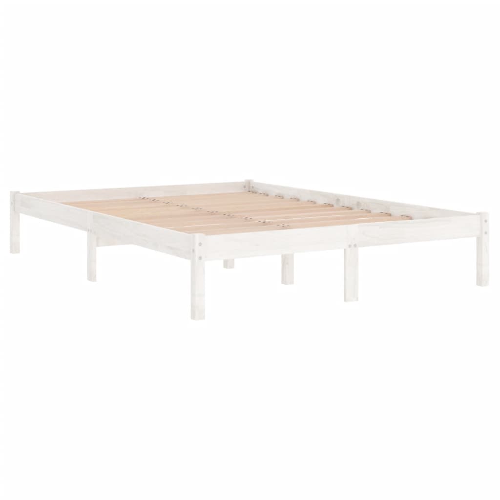 vidaXL Estrutura de cama 140x190 cm pinho maciço branco