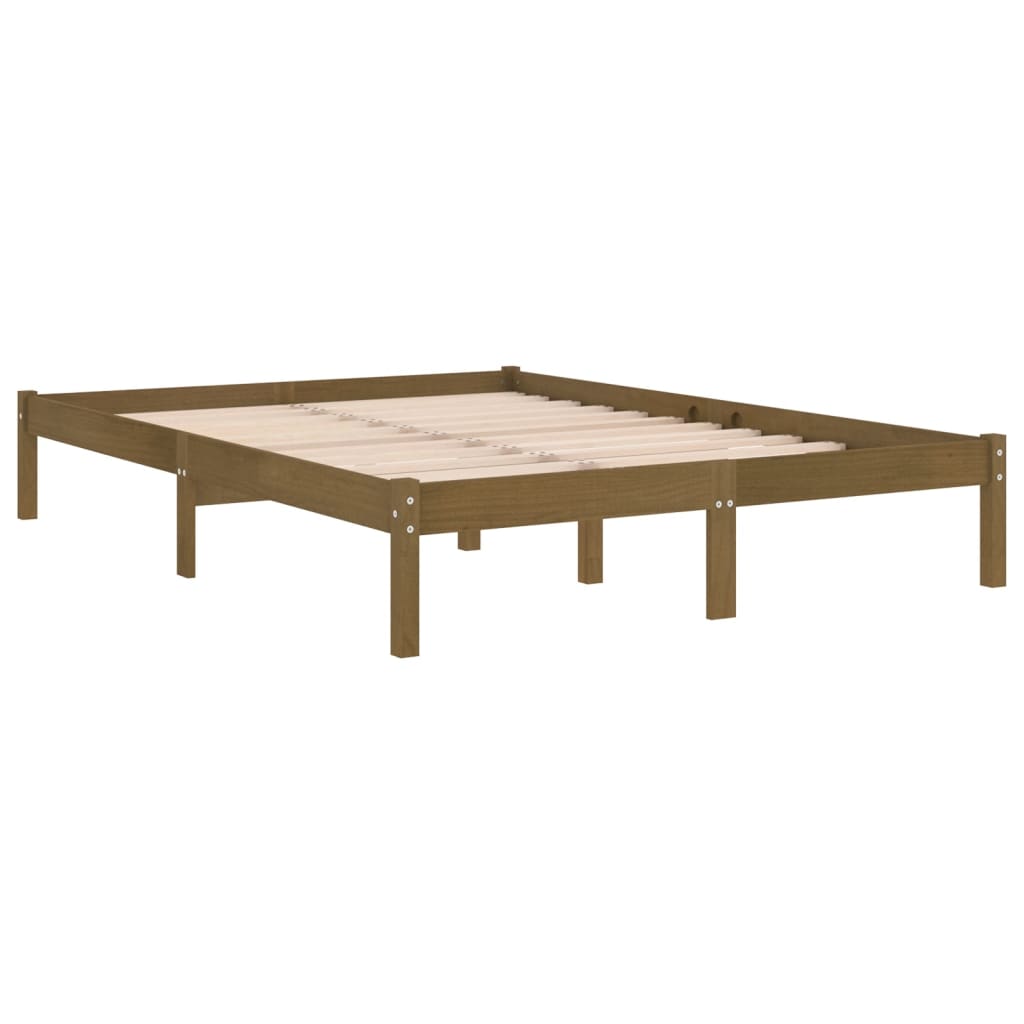 vidaXL Estrutura de cama 120x200 cm pinho maciço castanho mel