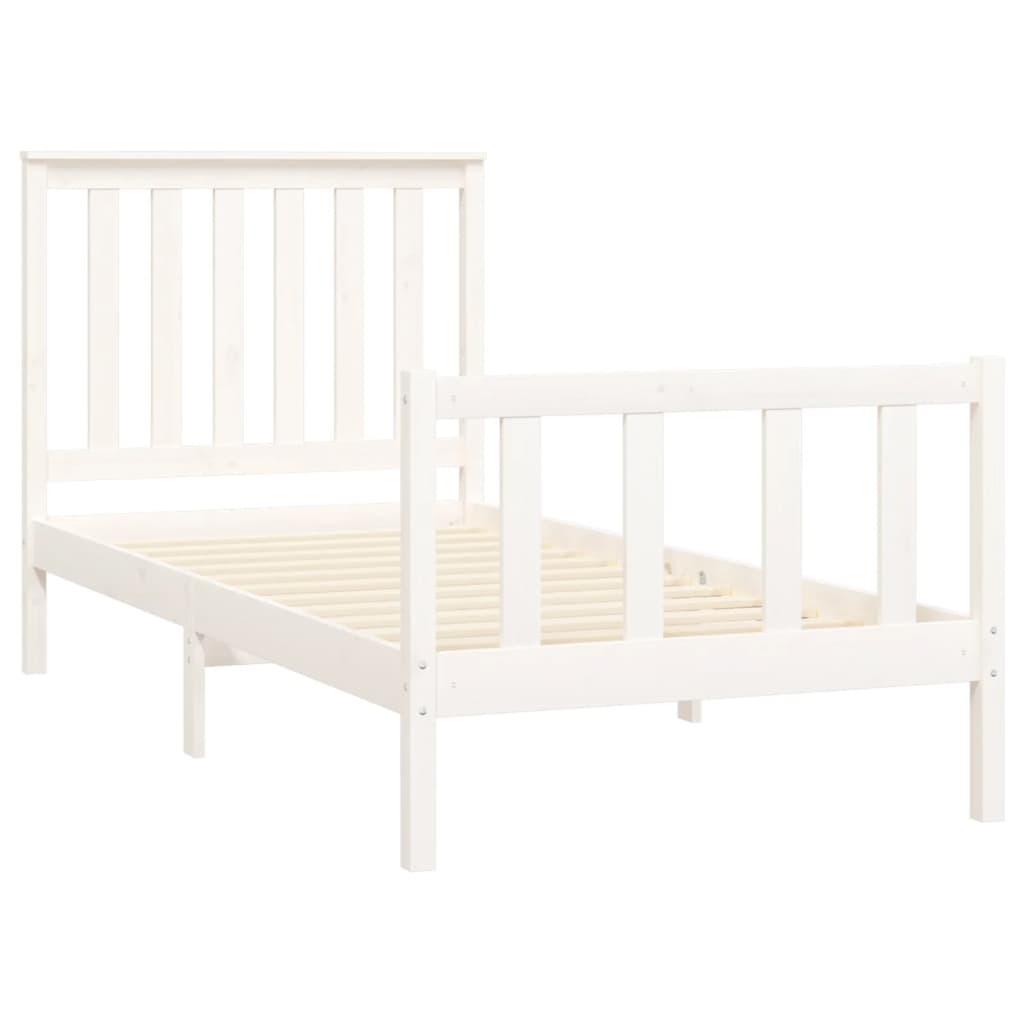 vidaXL Estrutura de cama com cabeceira 90x200 cm pinho maciço branco