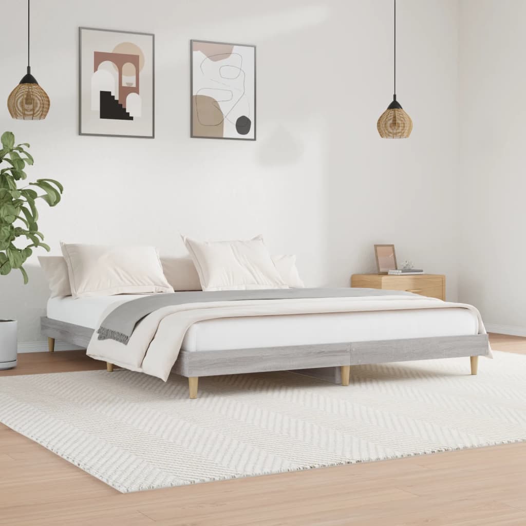 vidaXL Estrutura de cama 160x200 cm derivados de madeira cinza sonoma