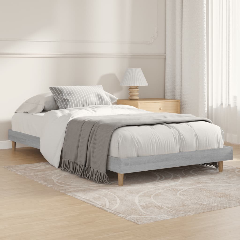 vidaXL Estrutura cama 100x200 cm derivados de madeira cinzento sonoma