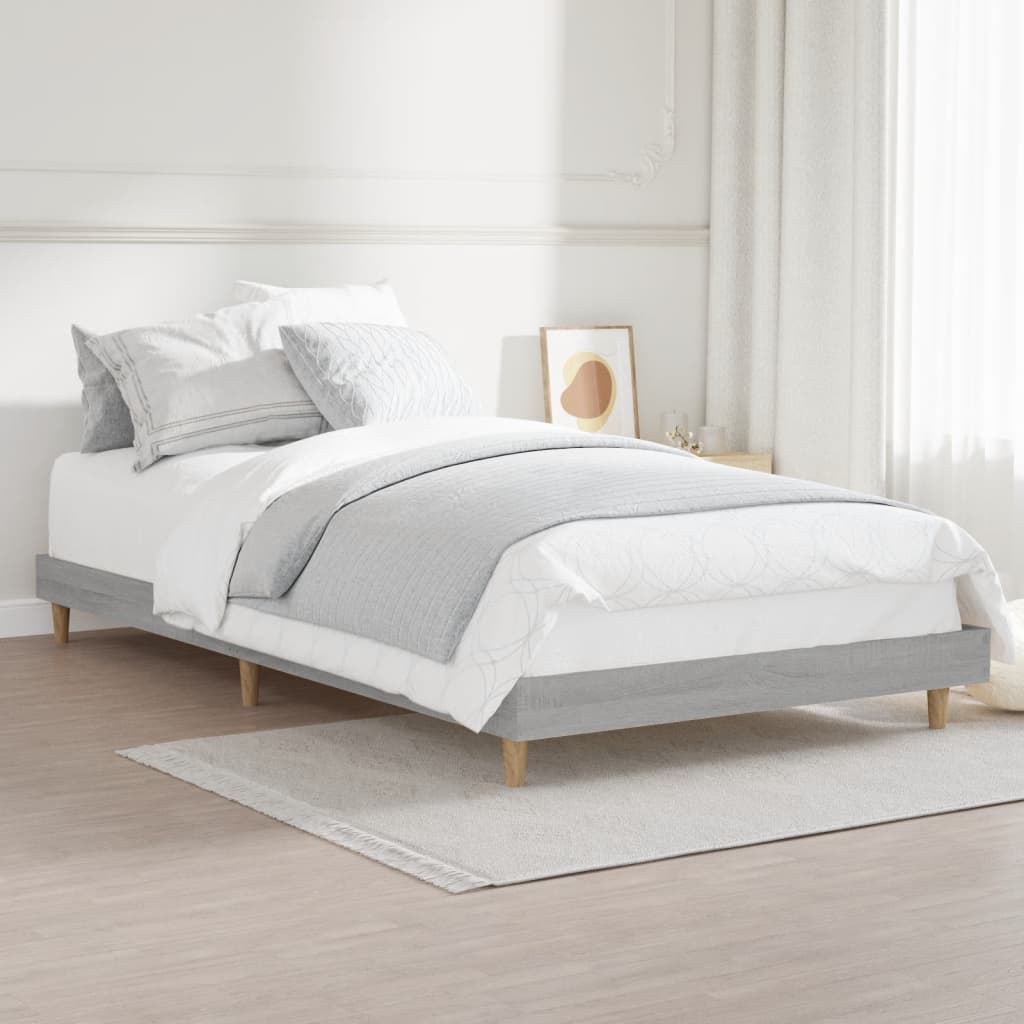 vidaXL Estrutura cama 100x200 cm derivados de madeira cinzento sonoma