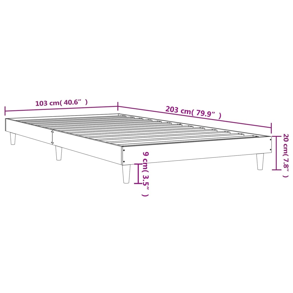 vidaXL Estrutura cama 100x200 cm derivados de madeira cinzento sonoma