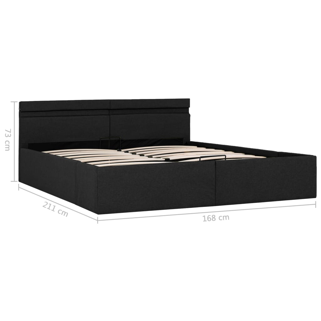 vidaXL Cama hidráulica c/ arrumação LED 160x200cm tecido cinza-escuro