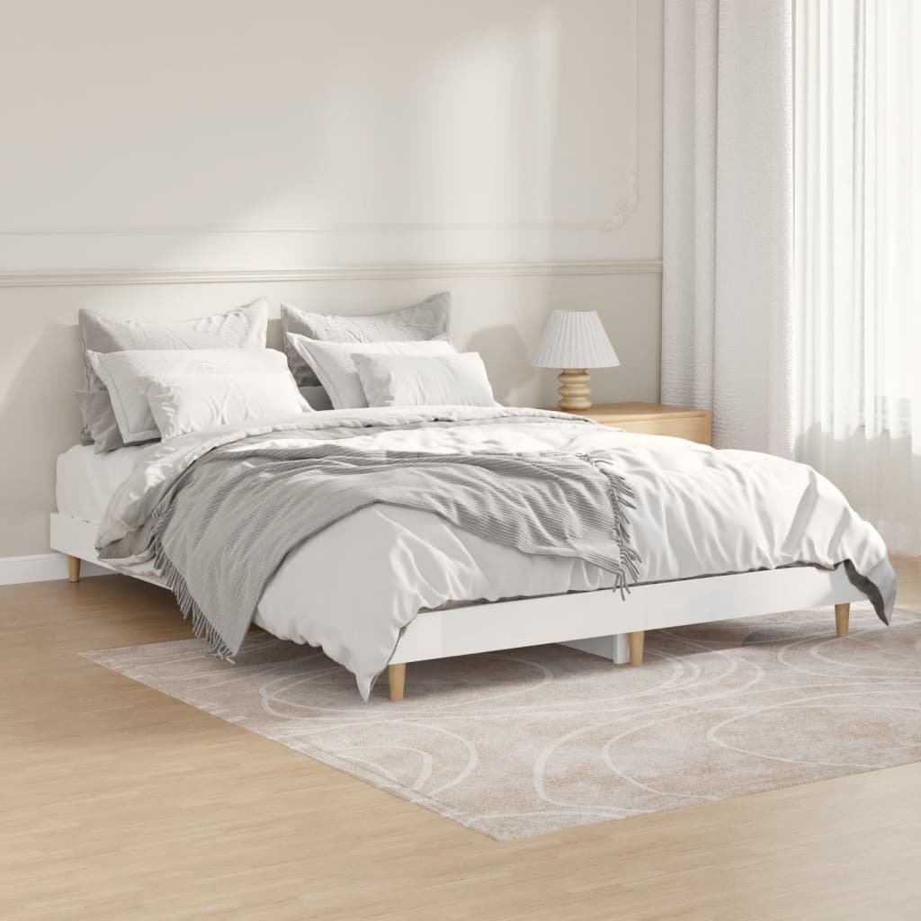 vidaXL Estrutura cama 140x190 cm derivados de madeira branco brilhante