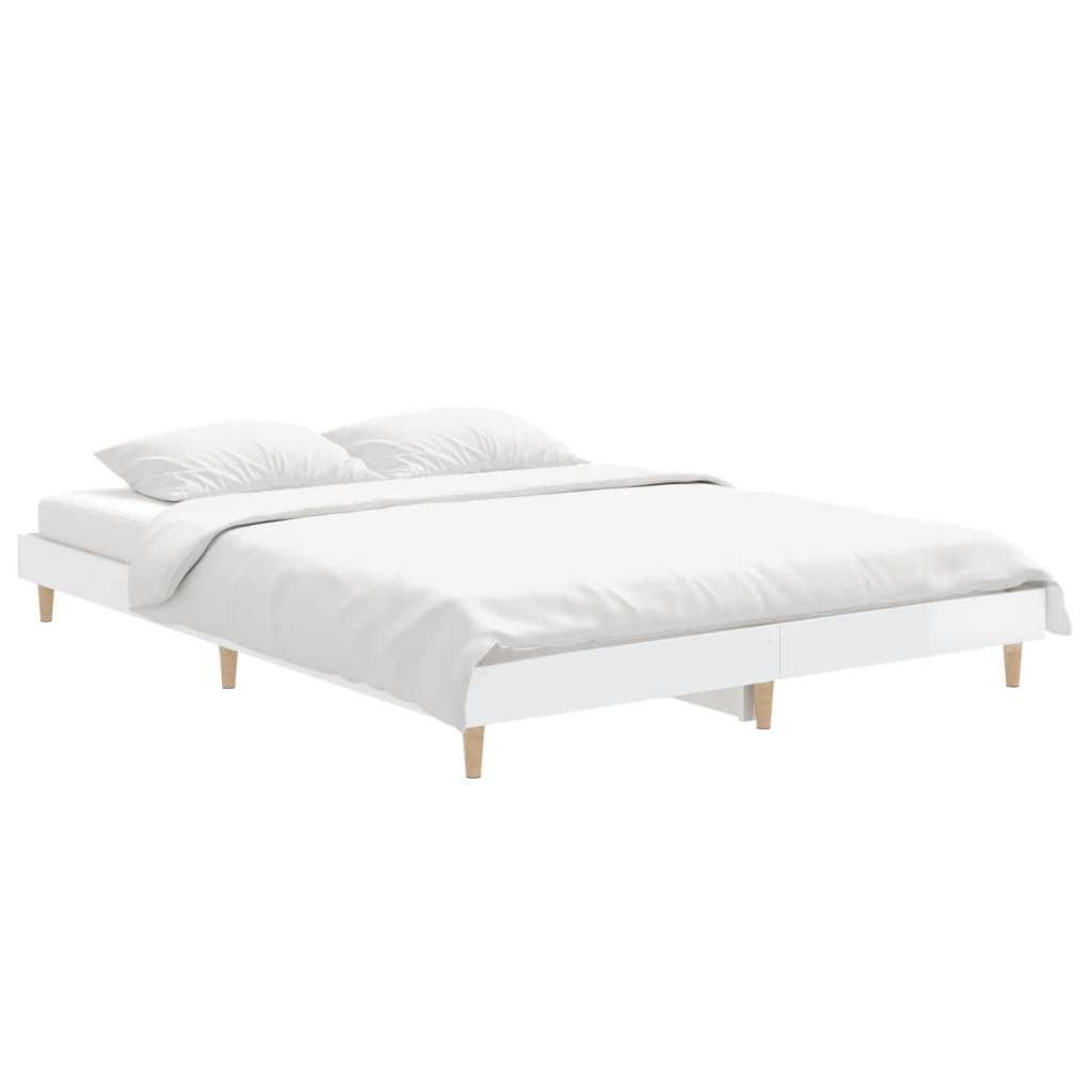 vidaXL Estrutura cama 140x190 cm derivados de madeira branco brilhante