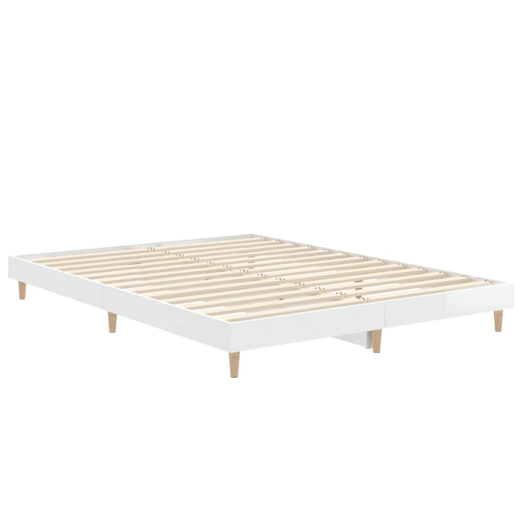 vidaXL Estrutura cama 140x190 cm derivados de madeira branco brilhante