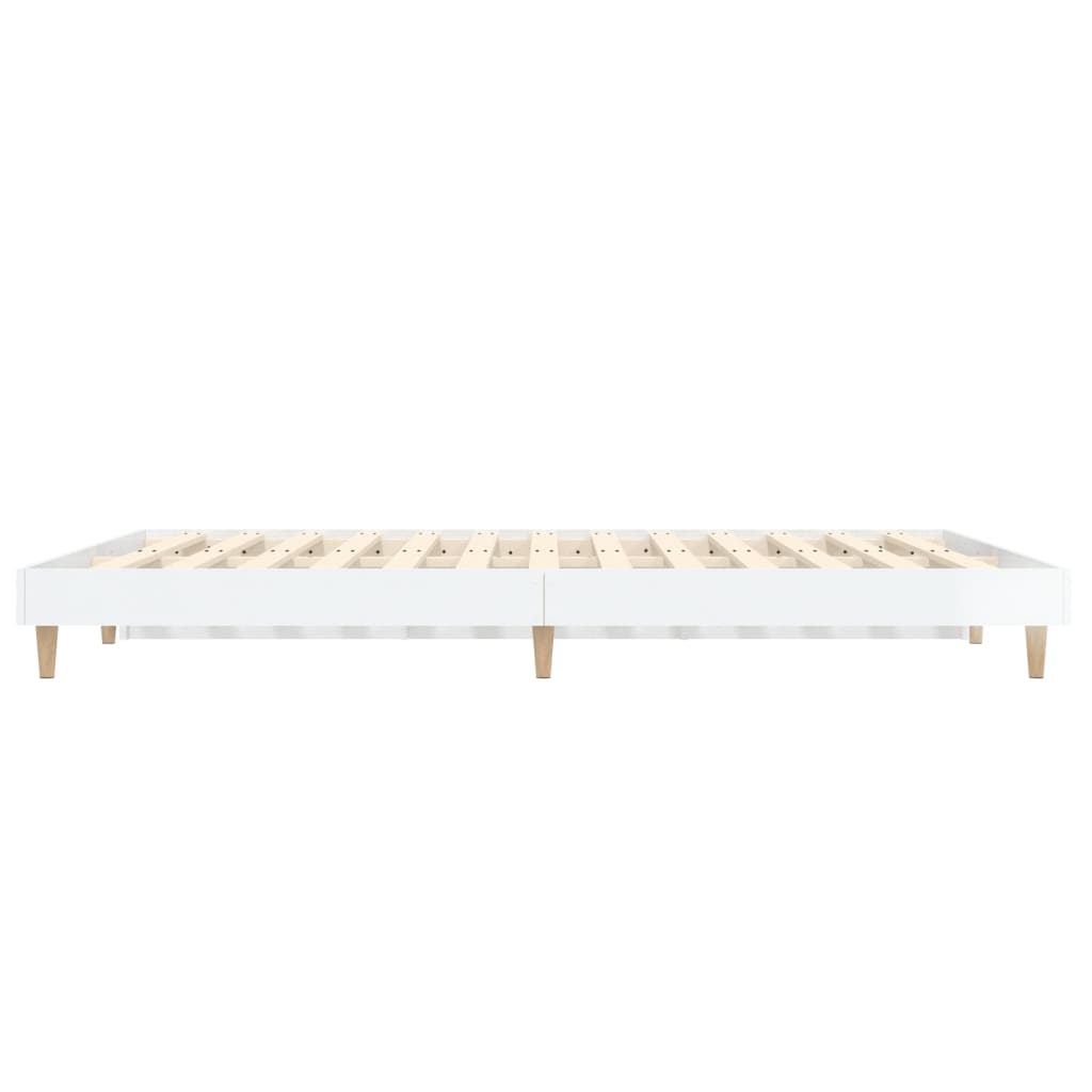 vidaXL Estrutura cama 140x190 cm derivados de madeira branco brilhante