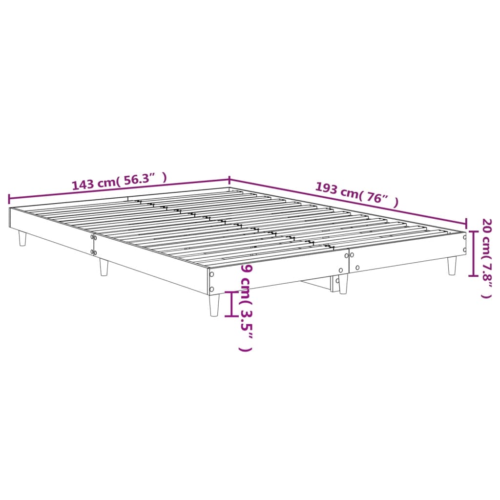 vidaXL Estrutura cama 140x190 cm derivados de madeira branco brilhante