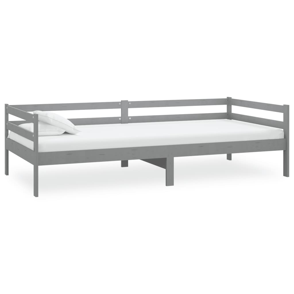 vidaXL Sofá-cama com colchão 90x200 cm pinho maciço cinzento