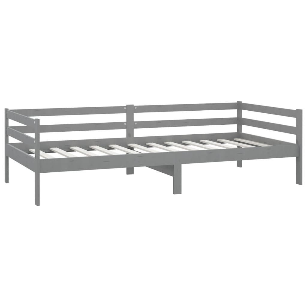 vidaXL Sofá-cama com colchão 90x200 cm pinho maciço cinzento