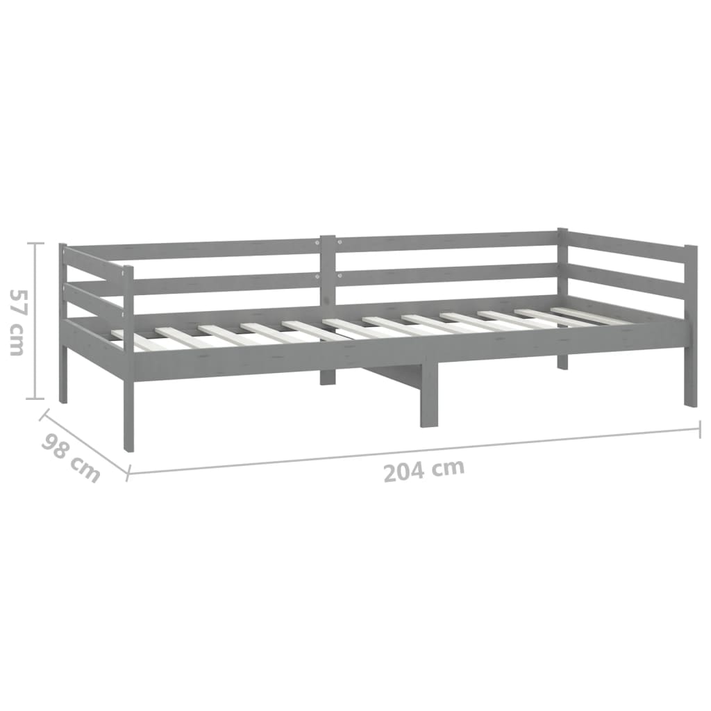 vidaXL Sofá-cama com colchão 90x200 cm pinho maciço cinzento