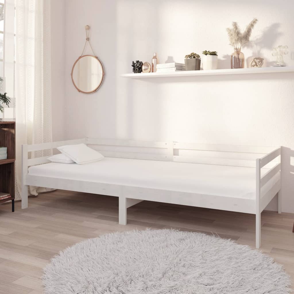 vidaXL Sofá-cama com colchão 90x200 cm pinho maciço branco