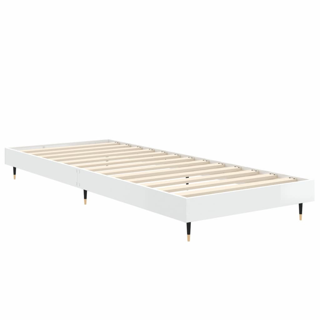 vidaXL Estrutura cama 75x190 cm derivados de madeira branco brilhante