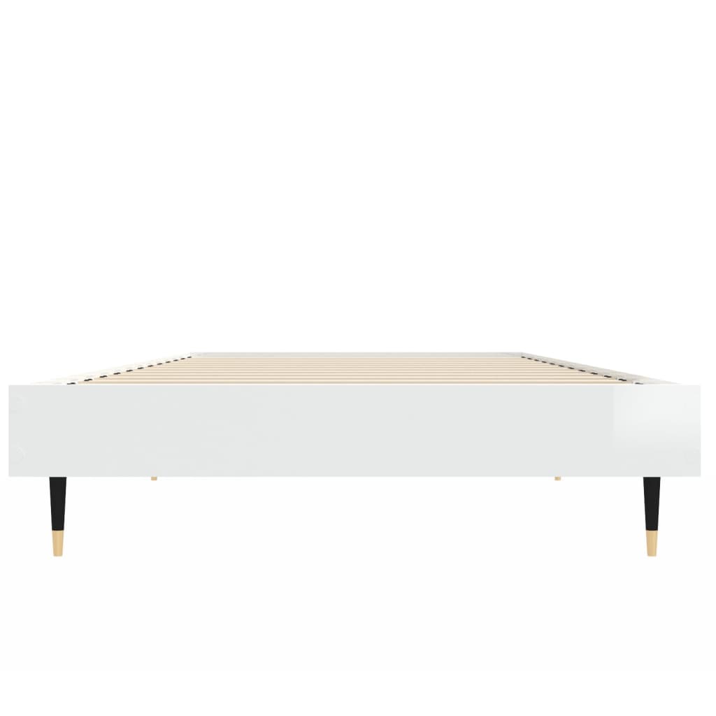 vidaXL Estrutura cama 75x190 cm derivados de madeira branco brilhante