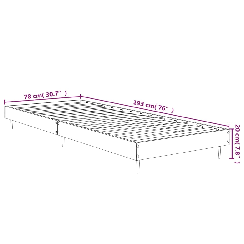 vidaXL Estrutura cama 75x190 cm derivados de madeira branco brilhante