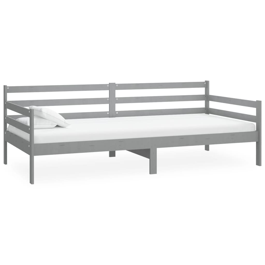 vidaXL Sofá-cama com colchão 90x200 cm pinho maciço cinzento