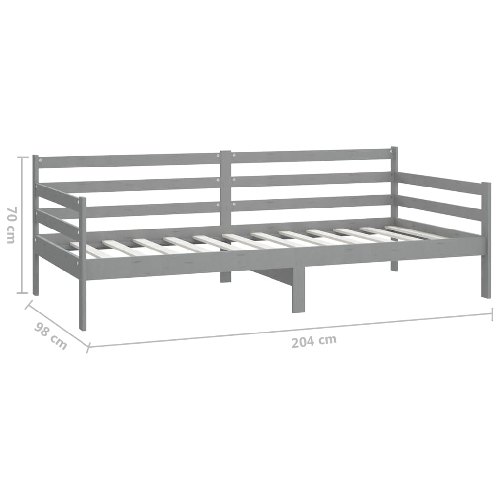 vidaXL Sofá-cama com colchão 90x200 cm pinho maciço cinzento