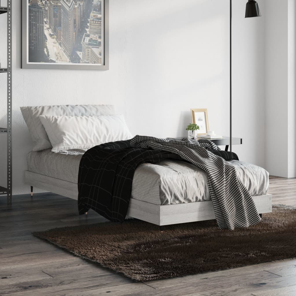 vidaXL Estrutura cama 75x190 cm derivados de madeira cinzento sonoma