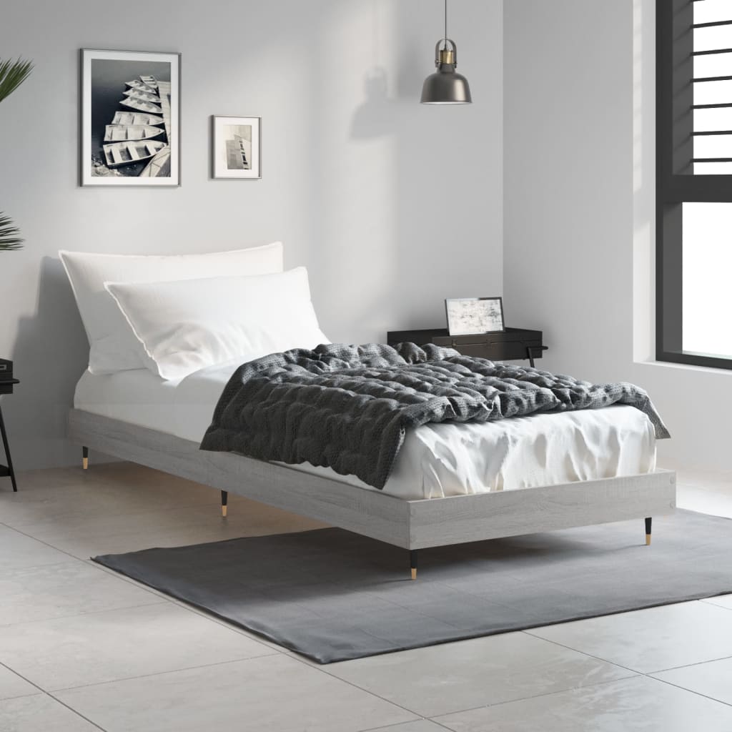 vidaXL Estrutura cama 75x190 cm derivados de madeira cinzento sonoma