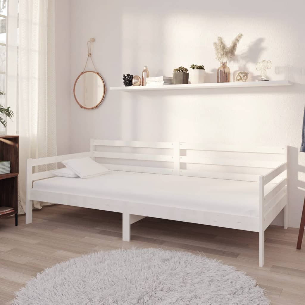 vidaXL Sofá-cama com colchão 90x200 cm pinho maciço branco