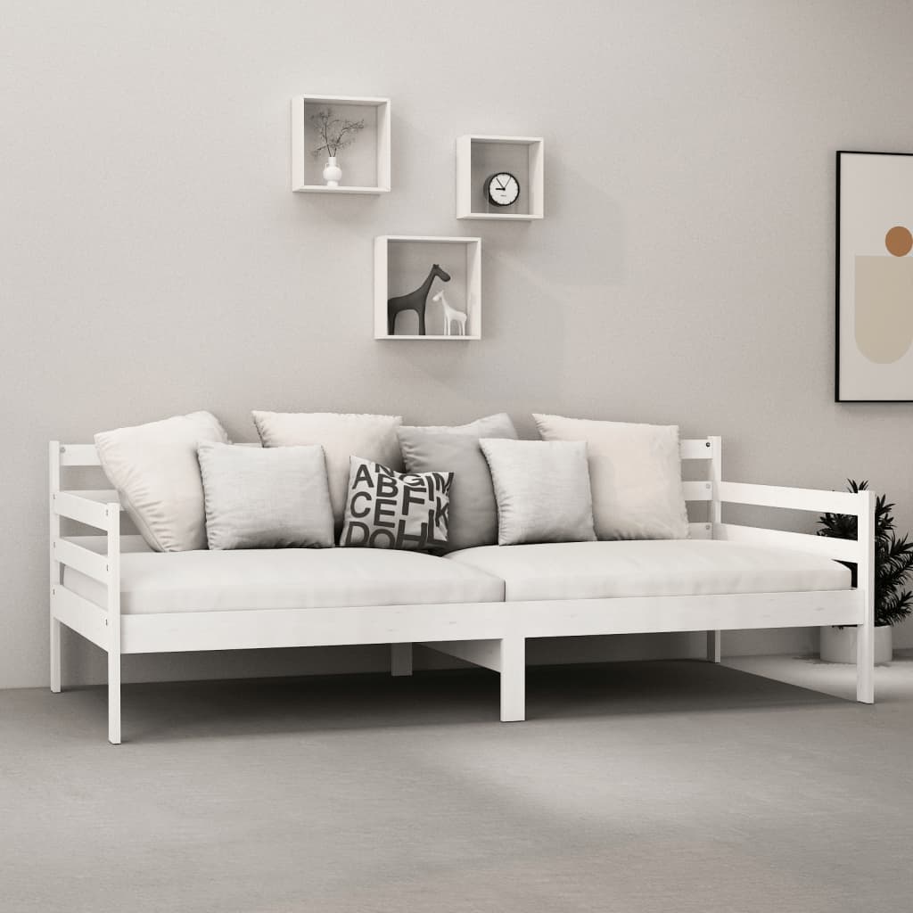 vidaXL Sofá-cama com colchão 90x200 cm pinho maciço branco