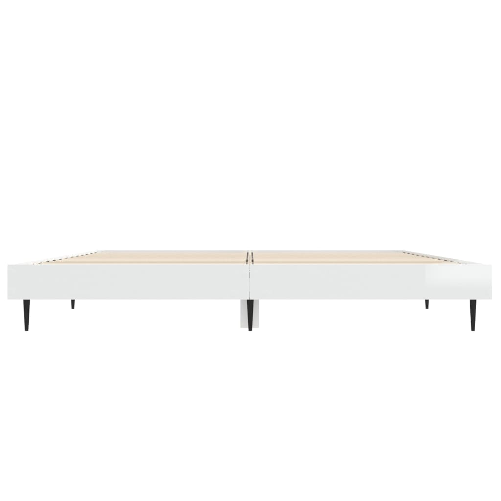 vidaXL Estrutura de cama 135x190 cm derivados madeira branco brilhante