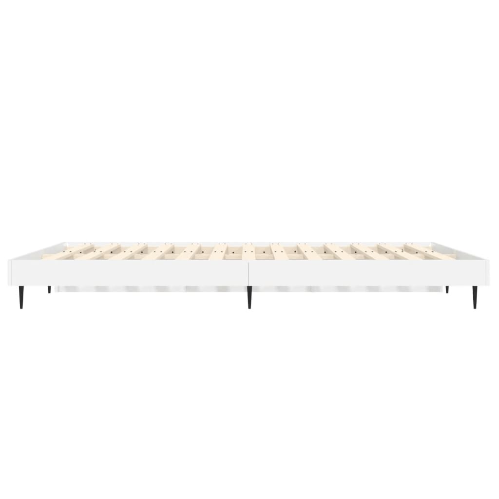 vidaXL Estrutura de cama 135x190 cm derivados madeira branco brilhante