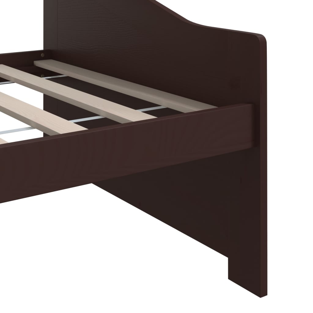 vidaXL Sofá-cama de 3 lugares 90x200 cm pinho maciço castanho-escuro