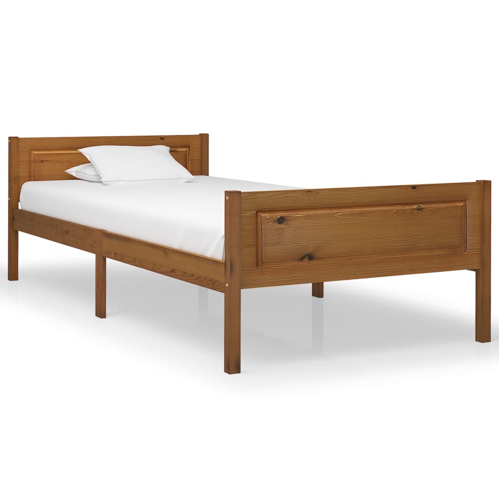 vidaXL Estrutura de cama 90x200 cm pinho maciço castanho mel