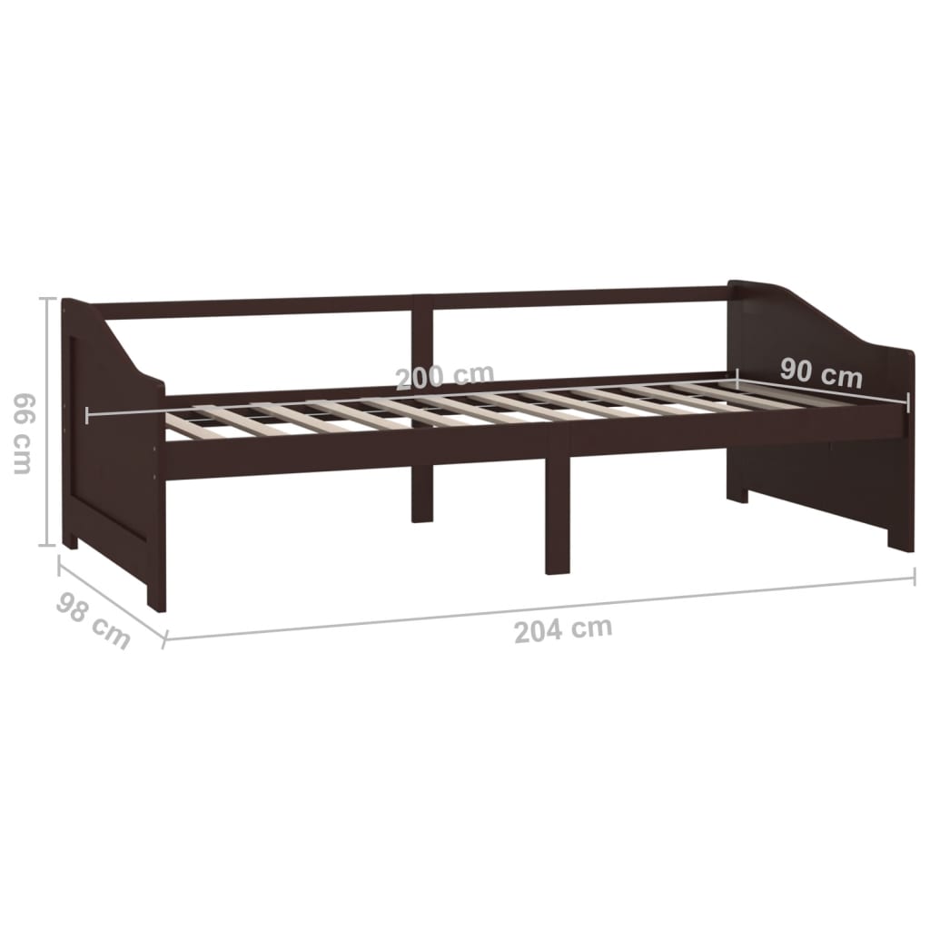 vidaXL Sofá-cama de 3 lugares 90x200 cm pinho maciço castanho-escuro