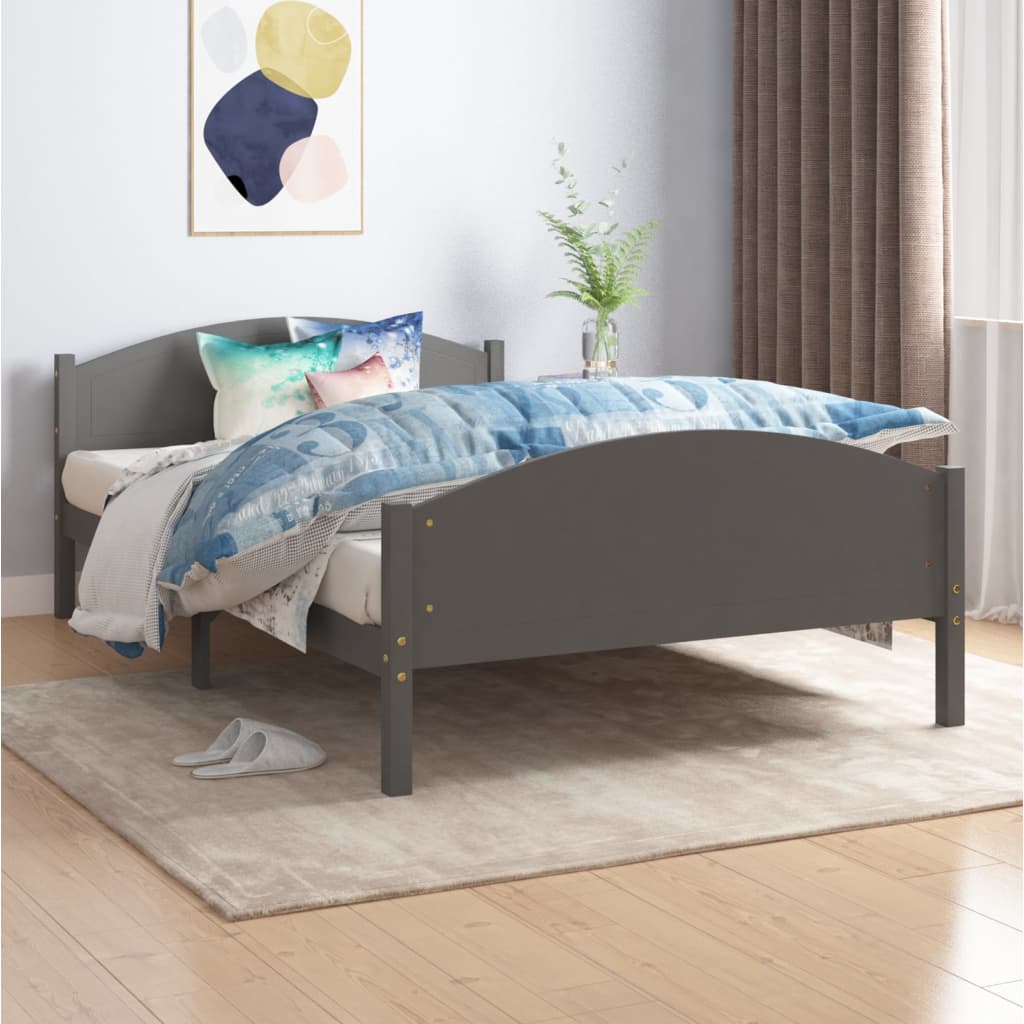 vidaXL Estrutura de cama 120x200 cm pinho maciço cinzento-escuro