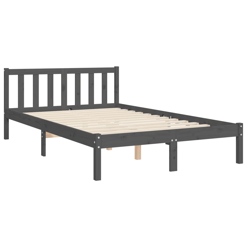 vidaXL Estrutura de cama com cabeceira 160x200 cm madeira maciça cinza