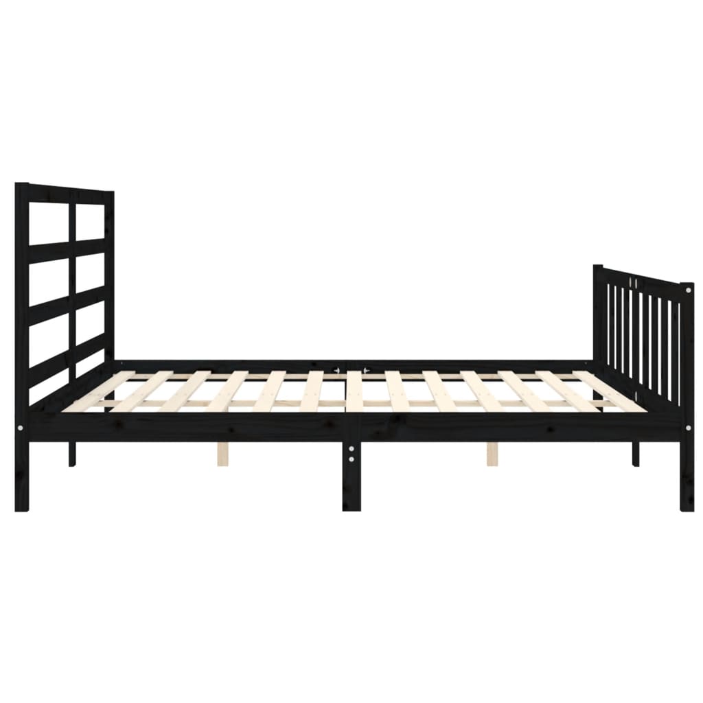 vidaXL Estrutura de cama com cabeceira 200x200 cm madeira maciça preto