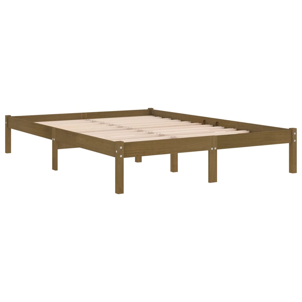 vidaXL Estrutura de cama 140x200 cm pinho maciço castanho mel