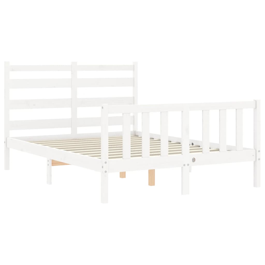 vidaXL Estrutura de cama com cabeceira 140x190cm madeira maciça branco