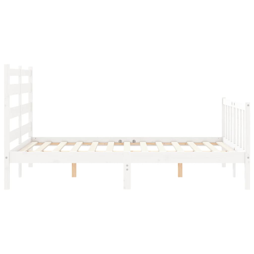 vidaXL Estrutura de cama com cabeceira 140x190cm madeira maciça branco