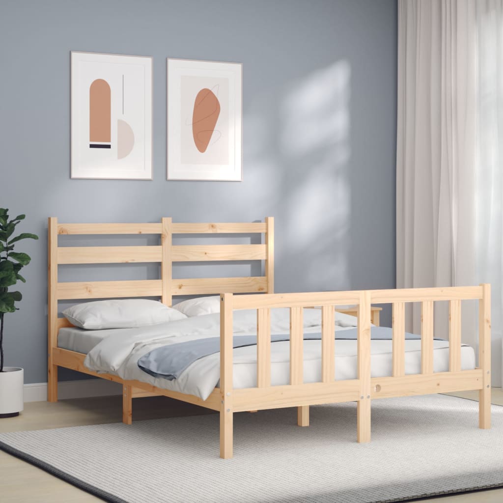 vidaXL Estrutura de cama com cabeceira 140x200 cm madeira maciça