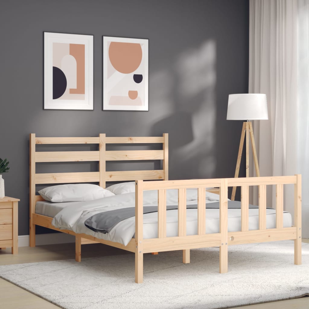 vidaXL Estrutura de cama com cabeceira 140x200 cm madeira maciça